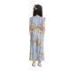 Girl's Rayon Floral Flutter Jumpsuit (Blue-Yellow)