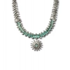 Women's Brass Silver Plated Necklace set (Turquoise)