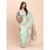 Women's Linen Cotton Printed Saree With Unstitched Blouse 5.5Mtr (Sea Green) Women's Linen Cotton Printed Saree With Unstitched Blouse 5.5Mtr (Sea Green)