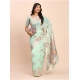 Women's Linen Cotton Printed Saree With Unstitched Blouse 5.5Mtr (Sea Green) Women's Linen Cotton Printed Saree With Unstitched Blouse 5.5Mtr (Sea Green)