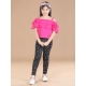 Girl's Cotton Floral Elasticated Jegging and Top Set (Pink) Girl's Cotton Floral Elasticated Jegging and Top Set (Pink)