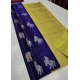Women's Litchi silk Printed Saree With Unstitched Blouse (Navy Blue With Yellow) Women's Litchi silk Printed Saree With Unstitched Blouse (Navy Blue With Yellow)