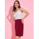 Women's Polyester Lycra Color Blocking Shoulder Straps Dress (White - Maroon) Women's Polyester Lycra Color Blocking Shoulder Straps Dress (White - Maroon)