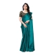 Women's Satin Printed Saree With Unstitched Blouse 5.5Mtr (Teal)