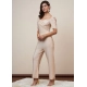 Women's Polyester Shimmer Self Design Short Sleeve Jumpsuit (Gold)