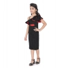 Girl's Knitted Soild Sleeve Less Off Shoulder Dress (Black) Girl's Knitted Soild Sleeve Less Off Shoulder Dress (Black)