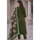 Women's Chanderi Silk Ethnic Motif V-Neck 3/4th Sleeve Kurti With Pant Dupatta Set (Mahendi)