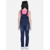 Girl's Denim Distressed Buttoned Dungaree (Blue)
