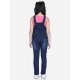 Girl's Denim Distressed Buttoned Dungaree (Blue)