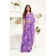 Women's Linen Cotton Printed Ready To Wear Saree With Unstitched Blouse 5.5 Mtr (Purple)