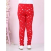 Girl's Cotton Lycra Embellished Elasticated Leggings (Red) Girl's Cotton Lycra Embellished Elasticated Leggings (Red)