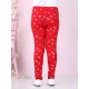 Girl's Cotton Lycra Embellished Elasticated Leggings (Red) Girl's Cotton Lycra Embellished Elasticated Leggings (Red)