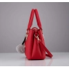 Women's PU Leather Solid Shoulder Zipper Handbag (Red)