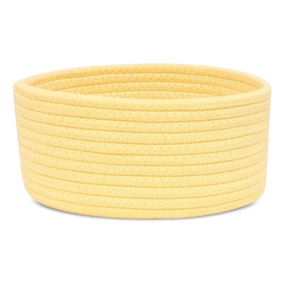 Cotton 8x3 Inch Round 1 Pcs Bedside Organizer (Yellow)