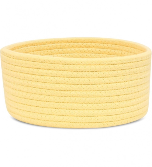 Cotton 8x3 Inch Round 1 Pcs Bedside Organizer (Yellow)