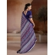 Women's Satin Crepe Printed Saree With Unstitched Blouse 5.5Mtr (Navy Blue)