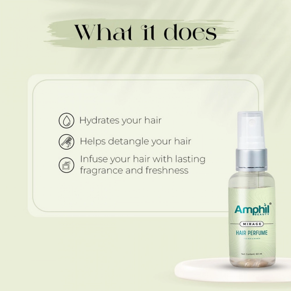Amphil beauty Mirage Unisex Hair perfume 60 ml | Alcohol Free | Water Based | Paraben Free