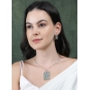 Women's Brass Silver Plated Pendant Set (Turquoise)