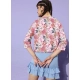 Women's Polyester Floral 3-4th Sleeves Shrug (Peach) Women's Polyester Floral 3-4th Sleeves Shrug (Peach)