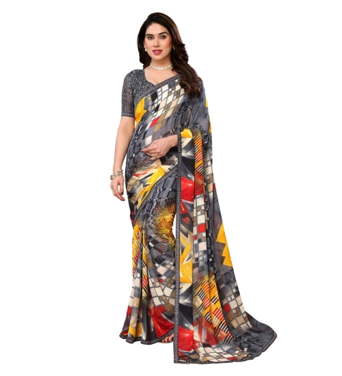 Women's Georgette Printed Saree With Unstitched Blouse 5.5Mtr (Multicolor)