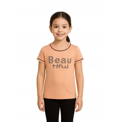 Girl's Cotton Printeded Round Neck T-Shirt (Sandal Beach)