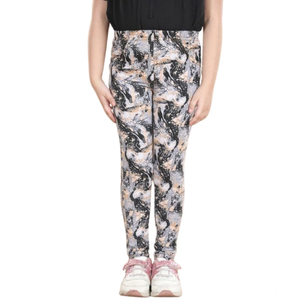 Girl's Cotton Lycra Floral Elasticated Jeggings (Multicolor) Girl's Cotton Lycra Floral Elasticated Jeggings (Multicolor)
