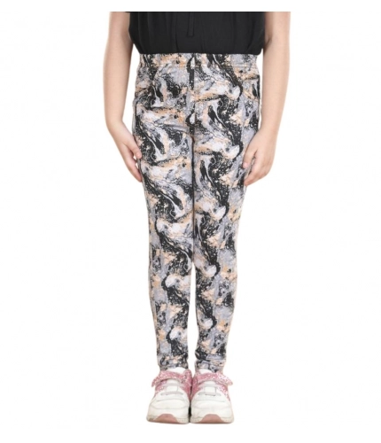 Girl's Cotton Lycra Floral Elasticated Jeggings (Multicolor)