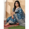 Women's Silk Blend Printed Saree With Unstitched Blouse 5.5Mtr (Teal Blue) Women's Silk Blend Printed Saree With Unstitched Blouse 5.5Mtr (Teal Blue)