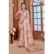 Women's Printed Cotton Linen Saree withPrinted  Saree With Unstitched Blouse (Beige, 5-6Mtrs)