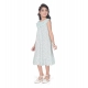 Girl's Heavy Pc Printed Sleeve Less Round Neck Dress (Light Blue)