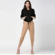 Women's Polyester Solid Elasticated Trousers (Beige)