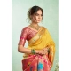 Women's Silk Blend Woven Saree With Unstitched Blouse 5.5 Mtr (Mustard)