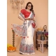 Women's Linen Cotton Printed Saree With Unstitched Blouse 5.5Mtr (Off White) Women's Linen Cotton Printed Saree With Unstitched Blouse 5.5Mtr (Off White)