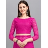 Women's Net Self Design Saree With Unstitched Blouse 5.5Mtr (Rani)