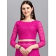 Women's Net Self Design Saree With Unstitched Blouse 5.5Mtr (Rani) Women's Net Self Design Saree With Unstitched Blouse 5.5Mtr (Rani)