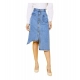 Women's Denim Hi Lo Buttoned Skirt (Blue) Women's Denim Hi Lo Buttoned Skirt (Blue)