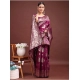 Women's Banarasi Silk Printed Saree With Unstitched Blouse 5.5Mtr (Purple) Women's Banarasi Silk Printed Saree With Unstitched Blouse 5.5Mtr (Purple)