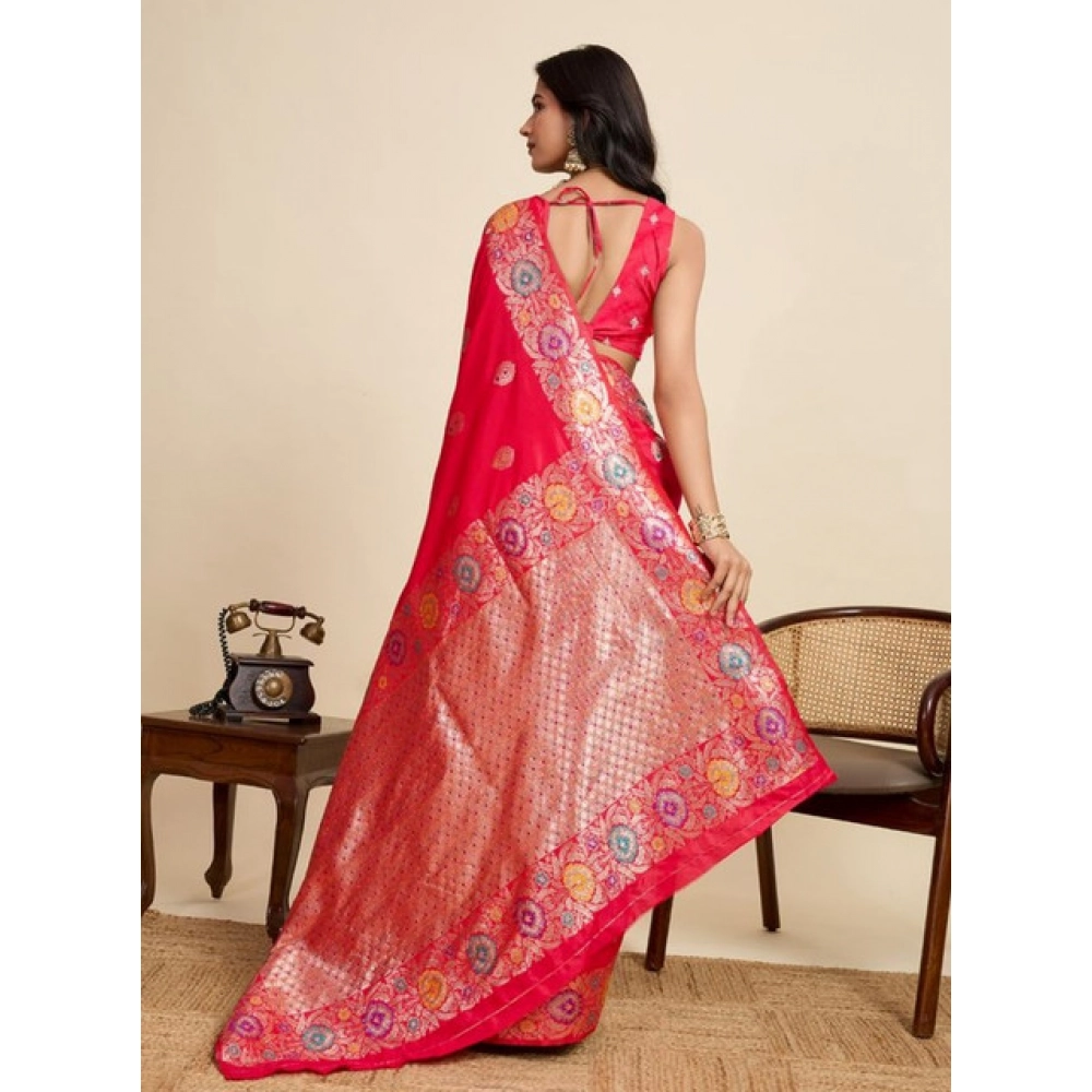 Women's Faux_Banarasi_Silk Woven Saree With Unstitched Blouse 5.5Mtr (Red) Women's Faux_Banarasi_Silk Woven Saree With Unstitched Blouse 5.5Mtr (Red)