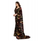Women's Georgette Printed Saree With Unstitched Blouse 5.5Mtr (Black)
