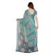 Women's Georgette Printed Saree With Unstitched Blouse 5.5Mtr (Turquoise Green)
