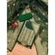 Women's Banarasi Silk Printed Unstitched Salwar Suit Material With Dupatta (Bottle Green, 3Mtrs)