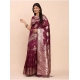 Women's Banarasi Silk Printed Saree With Unstitched Blouse 5.5Mtr (Purple) Women's Banarasi Silk Printed Saree With Unstitched Blouse 5.5Mtr (Purple)