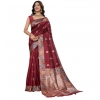 Women's Faux_Banarasi_Silk Woven Saree With Unstitched Blouse 5.5Mtr (Maroon) Women's Faux_Banarasi_Silk Woven Saree With Unstitched Blouse 5.5Mtr (Maroon)