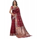 Women's Faux_Banarasi_Silk Woven Saree With Unstitched Blouse 5.5Mtr (Maroon) Women's Faux_Banarasi_Silk Woven Saree With Unstitched Blouse 5.5Mtr (Maroon)