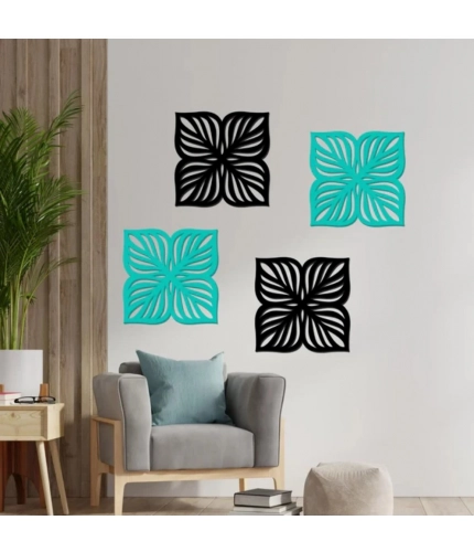 Flowers Design Wooden Wall Decor – Set of 4 Pieces