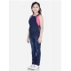 Girl's Denim Distressed Buttoned Dungaree (Blue)