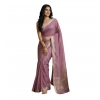 Women's Cotton Printed Saree With Unstitched Blouse 5.5Mtr (Purple)