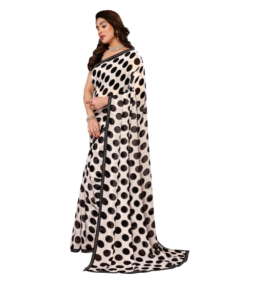 Women's Georgette Printed Saree With Unstitched Blouse 5.5Mtr (Black)
