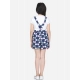 Girl's Rayon Polka Sleeveless Jumpsuit (Blue-Pink)