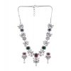 Women's Brass Silver Plated Necklace set (Multicolor)